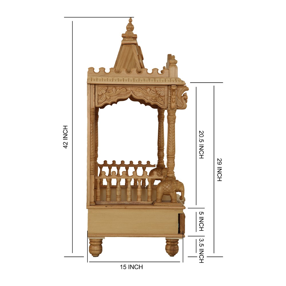 Sevan Wood Pooja Mandir Design   L 28" x W 15" x H 42"